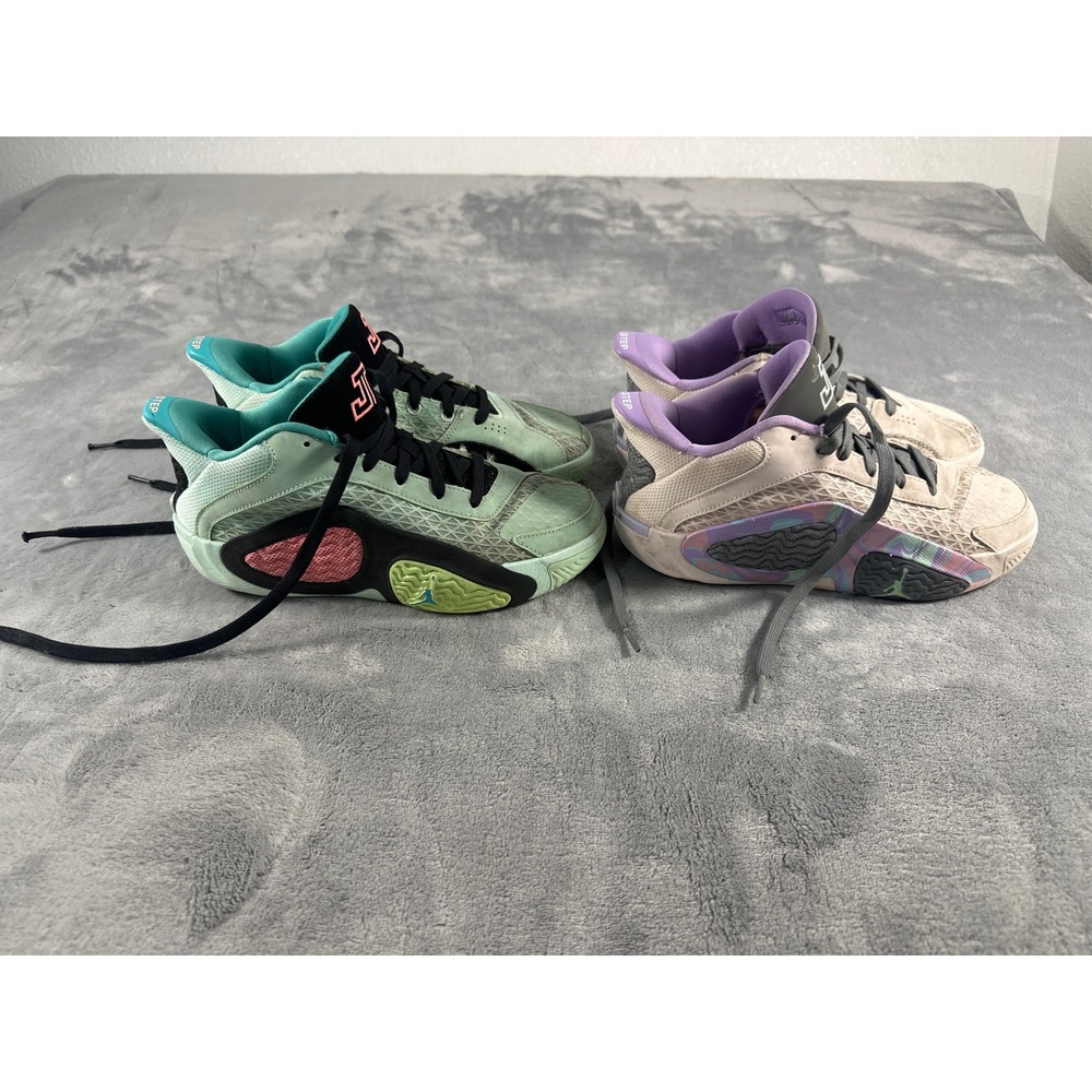 Jordan Tatum 1 GS Basketball Shoes Bundle Green Strike Sanddrift FJ6459-600 5Y
